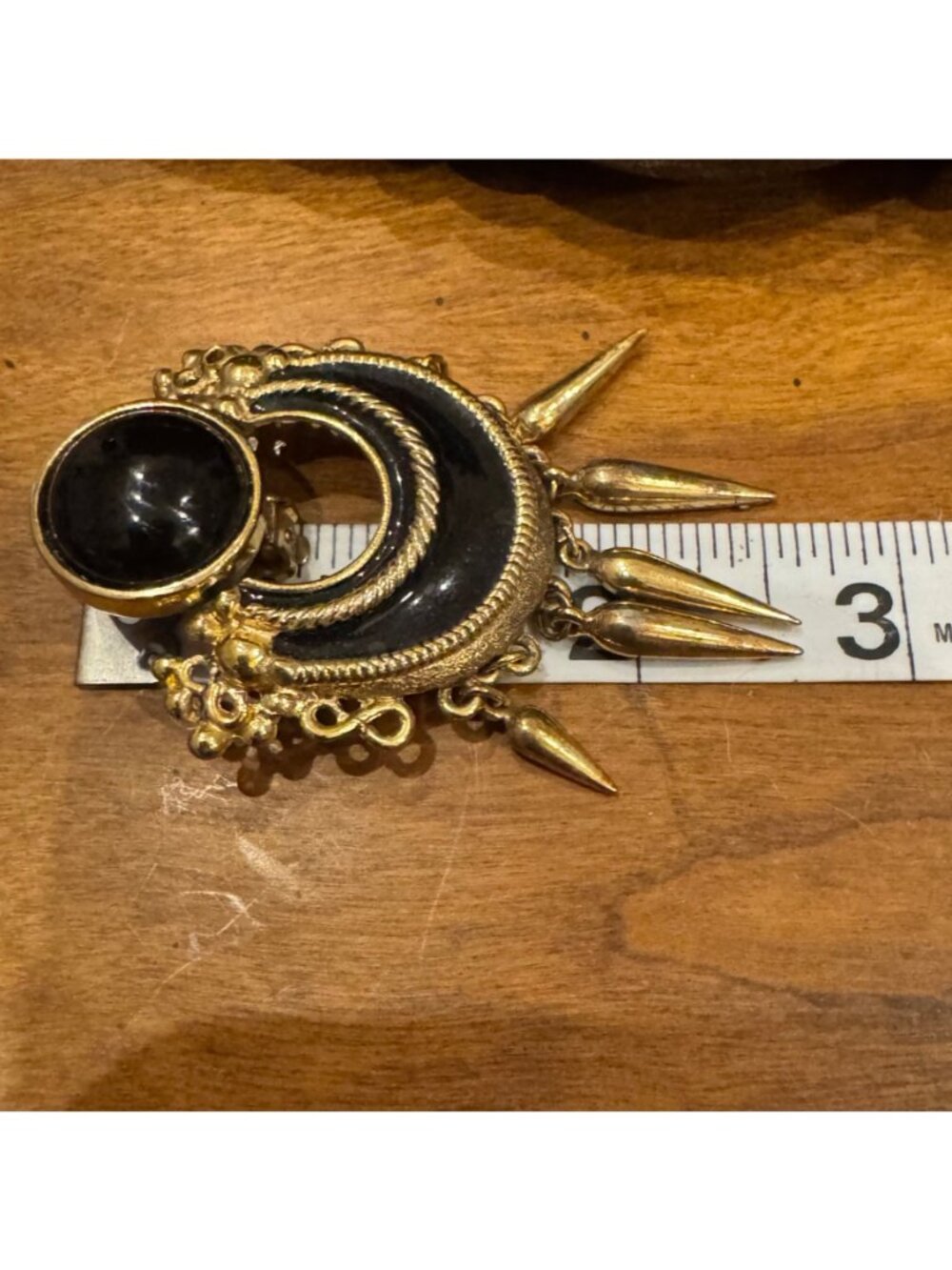 Ugo Correani Enamel Etruscan Door Knocker Fringe Dangle Earrings - Picture 5 of 11